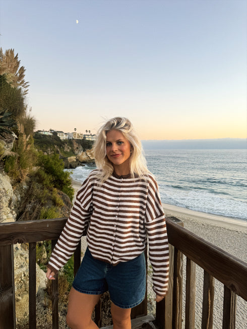 Coco Cutie Cardigan // Brown Stripe